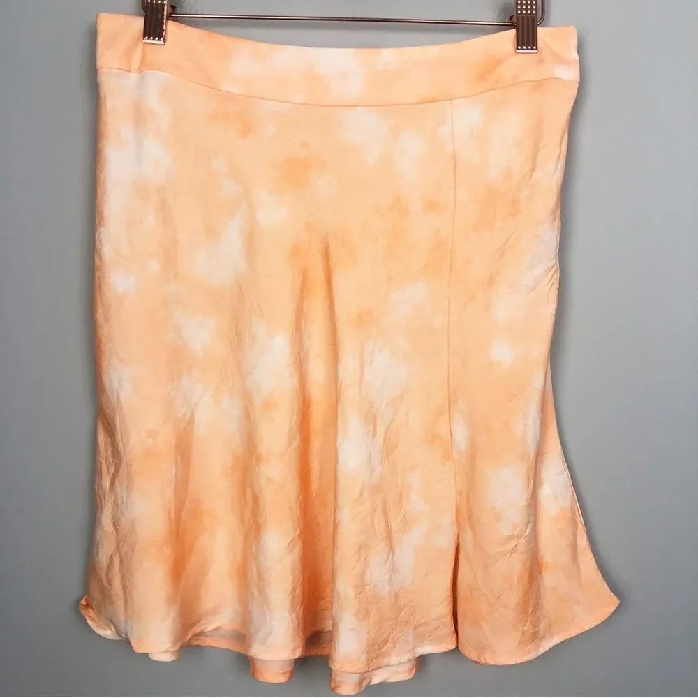 FREE PEOPLE | Martine Flirt Orange Tie Dye Mini Skirt W/ Slit Women’s Size 10